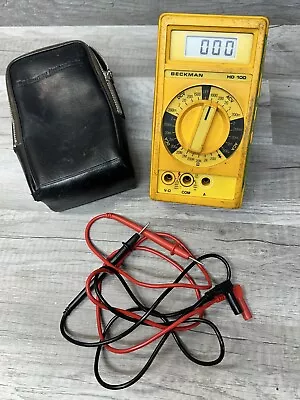 Beckman Industrial Multimeter HD100 ~ Unit Leads And Case ~ Works (K4A) • $44.95