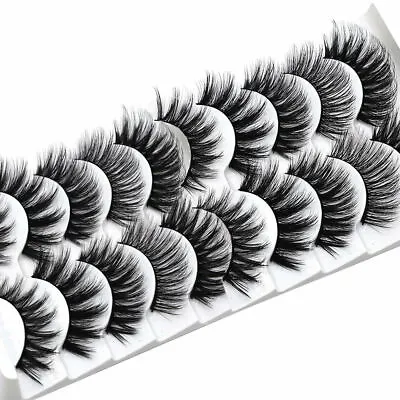 10Pairs 3D Fake Eyelashes Long Thick Natural False Eye Lashes Set Mink Makeup UK • £5.99