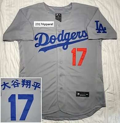 Dodgers Jersey #17 Shohei Ohtani Size M-2xl Kanji Japanese Los Angeles Gray Mens • $80