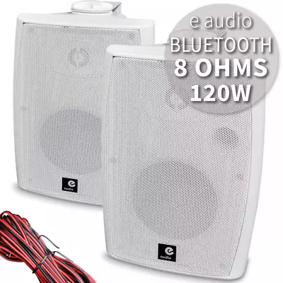 120w Pair Stereo Bluetooth Active Speakers Bookshelf Wall Mount Hi-Fi AUX White • £79.95