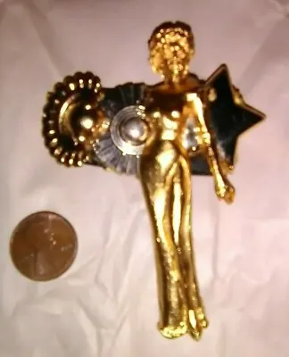 Vintage Wendy Gell New York Label Pin Brooch Madonna Material Girl Gold '90 RARE • $79.99