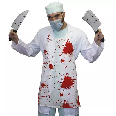 Bloody Apron Adults Halloween Fancy Dress Blood Splattered Chef Cook Butcher • £7.99