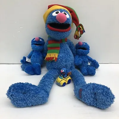 VTG LOT Of 4 Sesame Street Muppets Grover Plush Dolls Toy Figures Xmas Scarf • $65