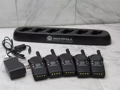 Lot Of 5 MOTOROLA CLS1410 UHF Two-Way Radios W/ 6 Slot Gang Charger! TESTED! • $199.99