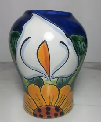 Hecho En Mexico Pottery Vase Hand Painted Calla Lilly • $19.99