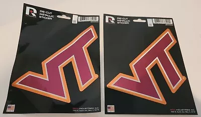 2 Virginia Tech Hokies 7 Inch Die Cut Shimmer Metallic Decals Sticker Flat Vinyl • $14.95