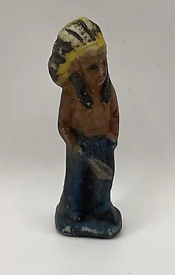 Vintage Made In Japan Ceramic Painted Indian Chief 2 1/4” Folk Art Figure Glass • $15