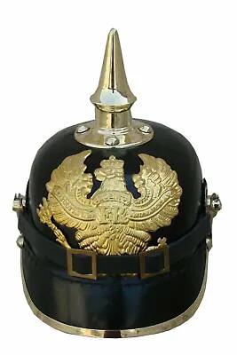 £101.95 • Buy German Leather Picklehaube Prussian Helmet Spiked Officer Helmet WW1 WW2