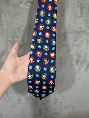 Vintage Disney Tie Mickey Mouse And Donald Duck Navy Christmas 90s Holiday Party • $10.99