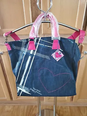 Vera Wang Preppy Princess Denim Heart Crossbody Tote Bag With Crossbody StrapNWT • $30