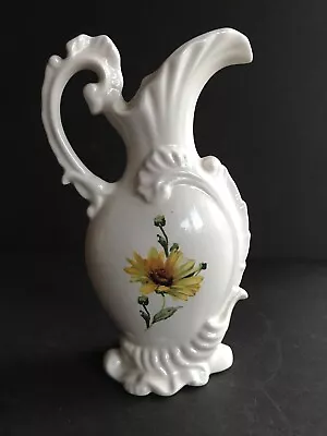 Vintage White Vitorian Style Small Pitcher Vase • $14.99