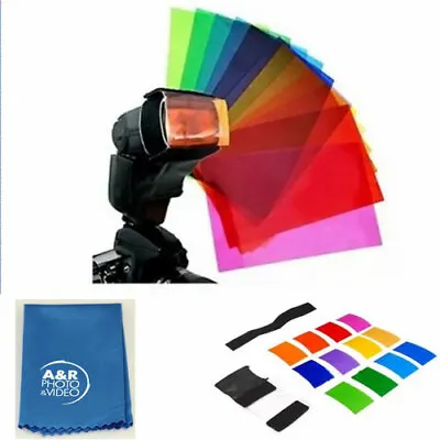 A&R 12pc Flash Diffuser Filter Colors Card Film For Nikon Canon Yongnuo Godox • $11.99