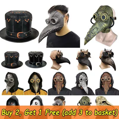 Halloween Plague Doctor Mask / Hat Steampunk Beak Cosplay Costume Party Prop AU • $21.08