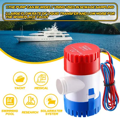 1100 GPH 12V Marine Boat Bilge Water Pump Tank Submersible For Yacht RV SPA Pool • $13.79