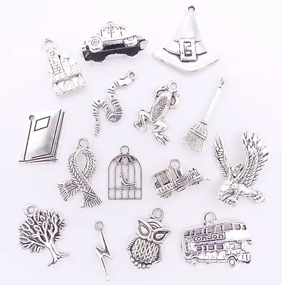 £4.50 • Buy 15 Mixed Harry Potter Silver Tone Jewellery Making Charms Wizard Witch Charms
