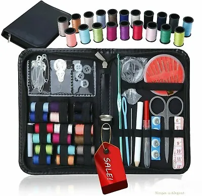 Sewing Kit Measure Scissor Thimble Thread Needle Storage Box Travel Set • $6.99