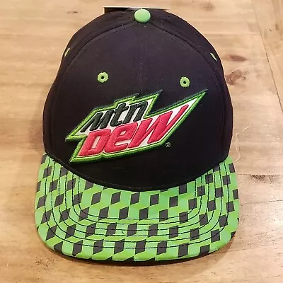 Mountain Dew Hat Cap Snap BAck Black Green One Size Racing • $12.76