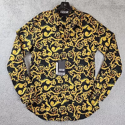 Versace Jeans Couture Sketch Couture Print Shirt Men's XS Black/Gold Long-Sleeve • $183.89