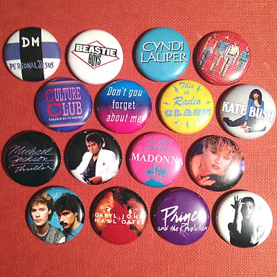 16 80s 1  Buttons - FREE SHIPPING! 1980s Eighties Madonna Prince Michael Jackson • $19