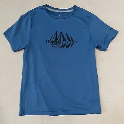 Volcom Rash Guard/ Shirt Boys Large Blue Anti-UV 30+ UPF Short Sleeve • $15