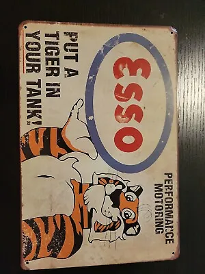 Vintage Style Esso Gas Logo Garage Metal Tin Sign 12x8 • $11.99