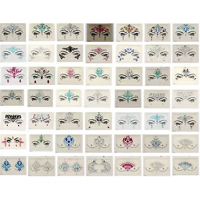 Face Gems Adhesive Glitter Tattoo Sticker Festival Halloween Party Body Make Up • £2.04