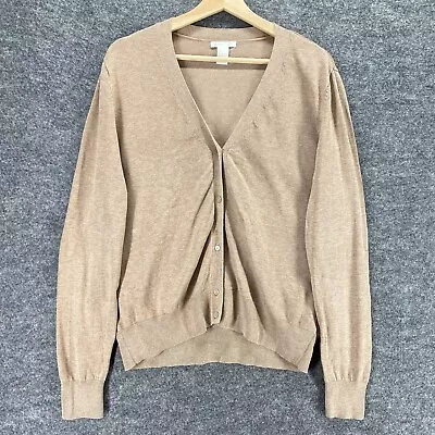 H&M Cardigan Womens Beige L Large Knit Button Up Sweater Crew Neck Long Sleeve • $10.49