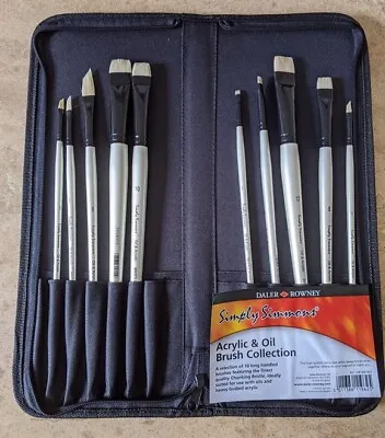 DALER ROWNEY SIMPLY SIMMONS ACRYLIC & OIL BRUSH COLLECTION - 10 X LONG HANDLED • £13.99