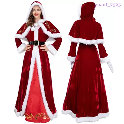 Christmas Costume Xmas Mrs.Claus Party Santa Cosplay Women Red Dress New Version • $62.40