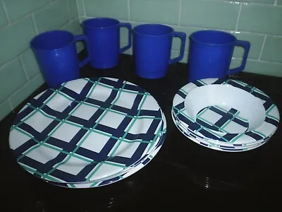 £12 • Buy Melamine Picnic Set. Caravan Camping Dinner Plates Bowls Mugs BBQ Outdoor Dining