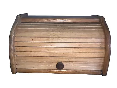 Bamboo Bread Box Wooden Storage Basket Holder Vintage Large Roll Top READ • $34.99
