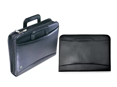 Collins A4 Conference Folder With Retractable Handles Leather Look Black Bt001 • £38.75