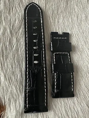$175 • Buy Authentic Officine Panerai 24mm X 22mm Black Alligator Watch Strap Band Tang OEM