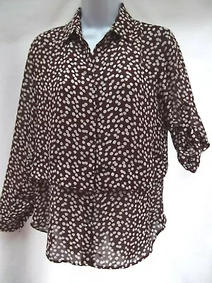 Vtg Banana Republic Blouse Shirt Sz XS S Polka Dot Peplum Burgundy Maroon MINT  • $19.99