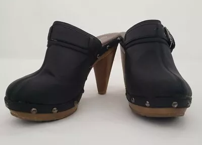 Black High-heeled Comfortable Shoes With Buckle And Studs Slightly Used Size 3 • £7