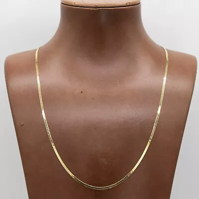 1.6mm Herringbone Chain Thin Necklace Real 14K Yellow Gold • $258.49