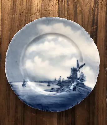 Antique Rosenthal GERMAN DELFT 6.25  Decorative Plate Windmill Dutch 1900 • $38