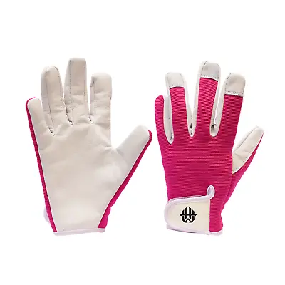 Ladies Women Leather Gardening Gloves Thorn Proof Garden Working Gloves • £5.95