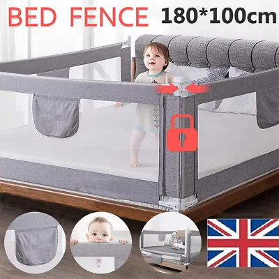 180CM Grey Bed Guard Toddler Safety Child Bedguard Folding Sleeper Bed Rail • £15.74