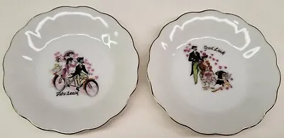 SET OF 2 Vintage Porcelain Trinket Dish Ring Tray Vanity Plates Hearts Romance • $5.95