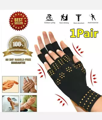 Copper Hands Arthritis Compression Gloves Brace Magnetic Therapy For Men Women • $12.97