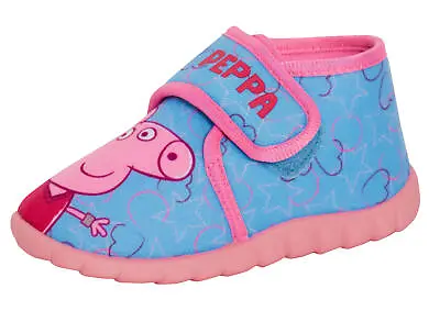 Girls Peppa Pig Slippers Kids Easy Fasten Booties Peppa Pig Nursery House Shoes • £11.95