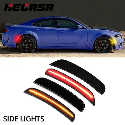 For Dodge Charger 2015-2022 Front Rear Bumper Side Marker Light Lamps Smoked LED • $25
