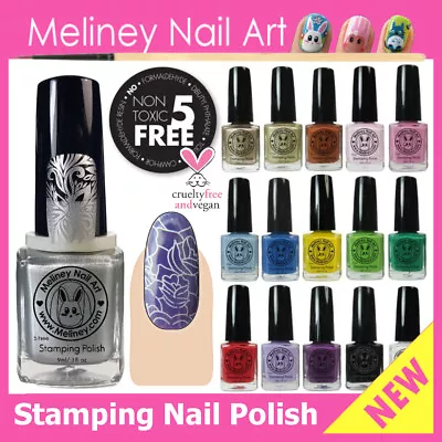 Meliney Stamping Nail Art Polish 9ml Non Toxic 5 Free Vegan Design Manicure • $45