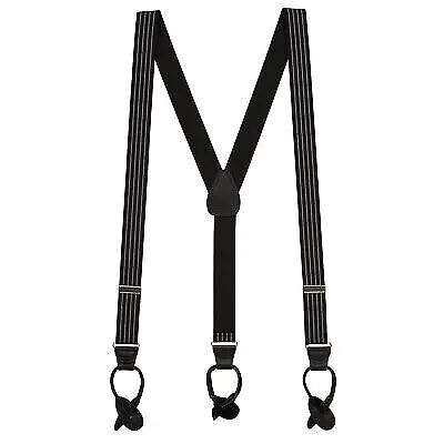 SuspenderStore PINSTRIPE Suspenders - 1.25-Inch Wide Elastic- BUTTON - 5 Colors • $34.95