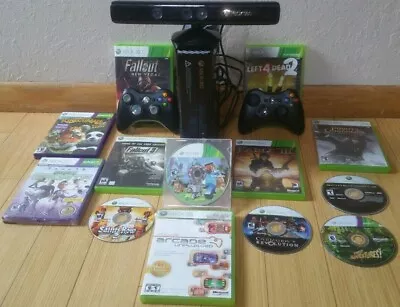 Xbox 360 E 4GB Black Console Bundle Kinect 13 Games Lot Controllers Minecraft • $200