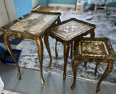 3 Vintage Italian Florentine Nesting Side Tables • $148