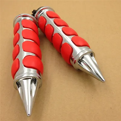 Red Spike 1  Handlebar Grips For Harley Sportster 883 1200 Street Glide • $26.80