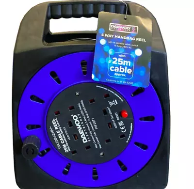 £24.99 • Buy 4 Way Heavy Duty Cable 25m Meter Extension Reel Lead Mains Socket 13 Amp New
