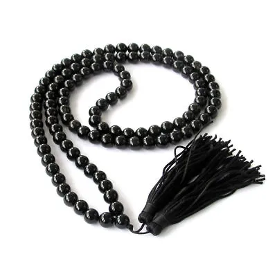 £15.59 • Buy 108 Beads Round Black Agate Gems Tibet Buddhist Prayer Mala Necklace 6/8/10/12mm
